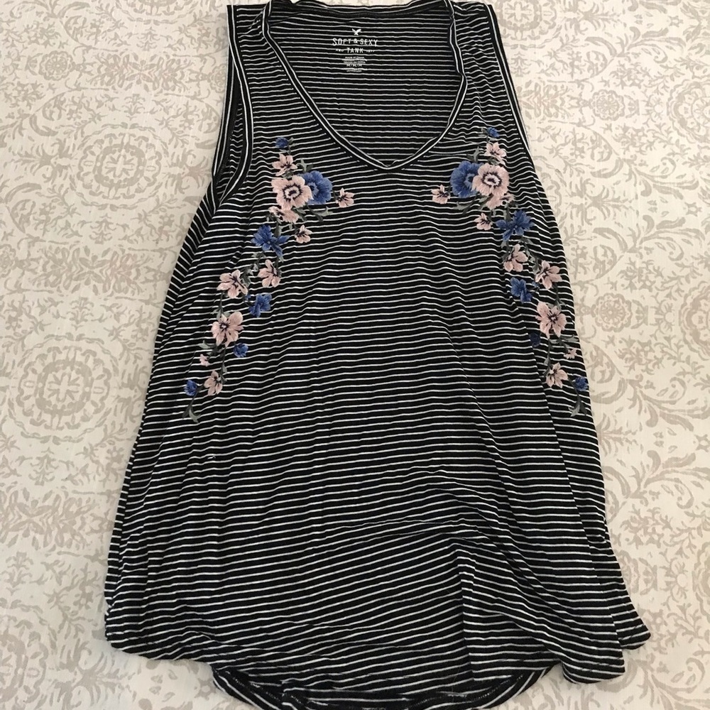 Floral/Striped Tank Top